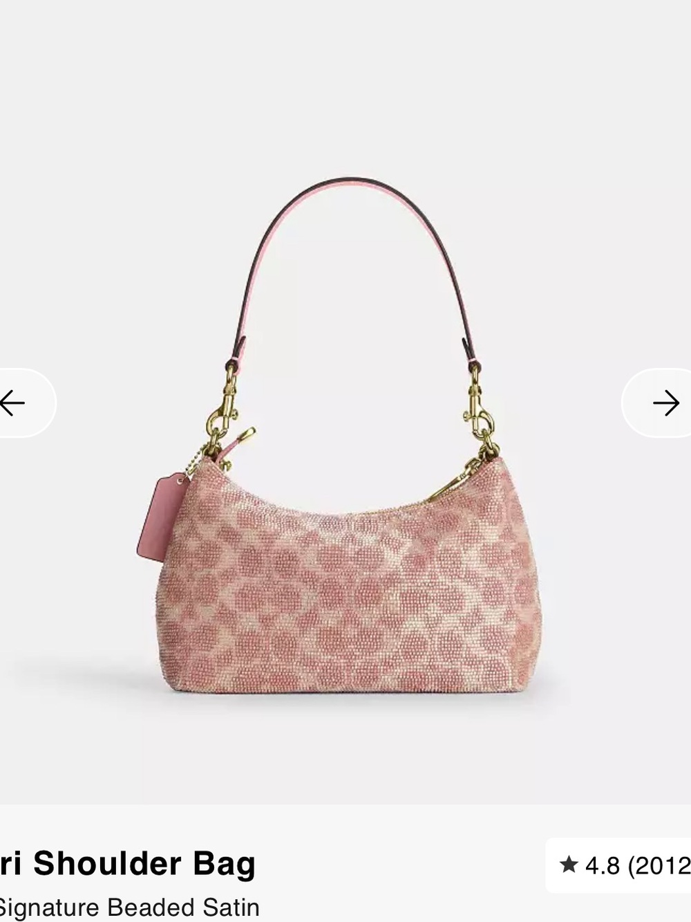Coach Beaded Teri Light Pink Signature Satin Shoulder Bag - Picture 7 of 10